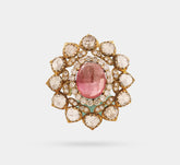 Tourmaline Studded Polki Diamond Ring